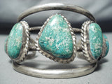 Huge Vintage Native American Navajo Green Turquoise Sterling Silver Bracelet Cuff-Nativo Arts