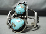 Huge Vintage Native American Navajo Morenci Turquoise Sterling Silver Bracelet Old-Nativo Arts