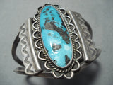 Huge Vintage Native American Navajo Persin Turquoise Sterling Silver Bracelet Old-Nativo Arts