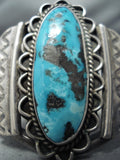 Huge Vintage Native American Navajo Persin Turquoise Sterling Silver Bracelet Old-Nativo Arts