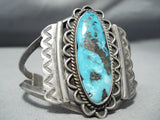 Huge Vintage Native American Navajo Persin Turquoise Sterling Silver Bracelet Old-Nativo Arts
