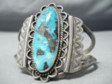 Huge Vintage Native American Navajo Persin Turquoise Sterling Silver Bracelet Old-Nativo Arts