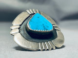 Huge Vintage Native American Navajo Shadow Sterling Silver Turquoise Ring Old-Nativo Arts