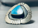 Huge Vintage Native American Navajo Shadow Sterling Silver Turquoise Ring Old-Nativo Arts