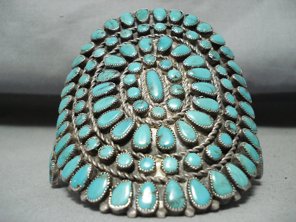 Huge Vintage Native American Navajo Spiderweb Turquoise Sterling Silver Bracelet-Nativo Arts