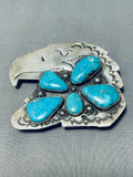 Huge Vintage Native American Navajo Turquoise Eagle Sterling Silver Buckle-Nativo Arts