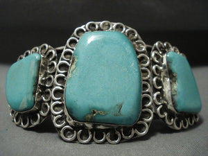 Huge Vintage Navajo Royston Turquoise 'Native American Jewelry Silver Wave' Bracelet-Nativo Arts