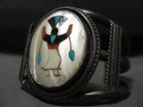 Huge Vintage Navajo/ Zuni Turquoise Kachina Native American Jewelry Silver Bracelet Old-Nativo Arts