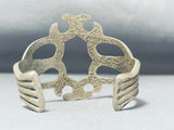 Huge Vintage Thorn Native American Navajo Silver Cast Handcarved Bracelet-Nativo Arts