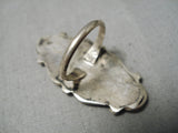 Huge! Vintage Zuni Native American Navajo Turquoise Circle Sterling Silver Ring Old-Nativo Arts