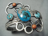 Huge Wving Vintage Native American Navajo Turquoise Sterling Silver Bracelet Cuff-Nativo Arts