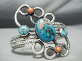 Huge Wving Vintage Native American Navajo Turquoise Sterling Silver Bracelet Cuff-Nativo Arts