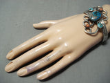 Huge Wving Vintage Native American Navajo Turquoise Sterling Silver Bracelet Cuff-Nativo Arts