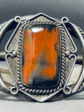 Hypnotic Vintage Native American Navajo Petrified Wood Sterling Silver Bracelet-Nativo Arts