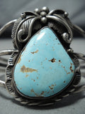 Ida Morgan Vintage Native American Navajo Blue Gem Turquoise Sterling Silver Bracelet-Nativo Arts