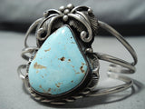 Ida Morgan Vintage Native American Navajo Blue Gem Turquoise Sterling Silver Bracelet-Nativo Arts