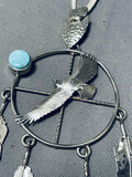 Important 4 Directions Vintage Native American Navajo Eagle Turquoise Sterling Silver Necklace-Nativo Arts
