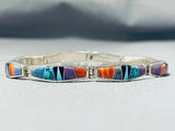 Important Abe Begay Vintage Native American Navajo Turquoise Sterling Silver Link Bracelet-Nativo Arts