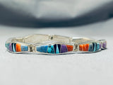Important Abe Begay Vintage Native American Navajo Turquoise Sterling Silver Link Bracelet-Nativo Arts