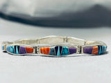 Important Abe Begay Vintage Native American Navajo Turquoise Sterling Silver Link Bracelet-Nativo Arts