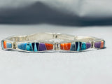 Important Abe Begay Vintage Native American Navajo Turquoise Sterling Silver Link Bracelet-Nativo Arts