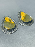 Important Ben Begaye (d) Vintage Native American Navajo Honeybee Jasper Sterling Silver Earrings-Nativo Arts