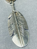 Important Ben Begaye (d) Vintage Native American Navajo Sterling Silver Feather Necklace-Nativo Arts