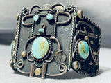 Important Best Vintage Native American Navajo Kachian Turquoise Sterling Silver Bracelet-Nativo Arts