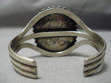 Important Blue Thunder Turquoise Vintage Native American Navajo Sterling Silver Bracelet Old-Nativo Arts