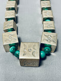 Important Cubed Handmade Vintage Native American Navajo Sterling Silver Necklace-Nativo Arts