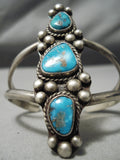 Important Deposit Vintage Native American Navajo Blue Gem Turquoise Sterling Silver Bracelet-Nativo Arts
