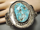 Important Early Vintage Native American Navajo Persin Turquoise Sterling Silver Swirl Bracelet-Nativo Arts