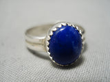 Important Female Artist Native American Navajo Lapis Sterling Silver Ring-Nativo Arts