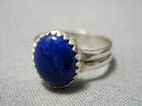 Important Female Artist Native American Navajo Lapis Sterling Silver Ring-Nativo Arts