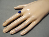 Important Female Artist Native American Navajo Lapis Sterling Silver Ring-Nativo Arts