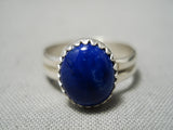 Important Female Artist Native American Navajo Lapis Sterling Silver Ring-Nativo Arts