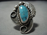 Important Fox Turquoise Vintage Native American Jewelry Navajo Sterling Silver Ring Old-Nativo Arts