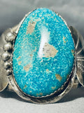Important Gilbert Turquoise Vintage Native American Navajo Sterling Silver Bracelet-Nativo Arts