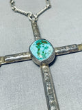 Important Griffen Tsabetsaye Vintage Native American Zuni Turquoise Sterling Silver Necklace-Nativo Arts