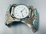 Important Guild Vintage Native American Navajo Turquoise Sterling Silver Watch Bracelet Old-Nativo Arts
