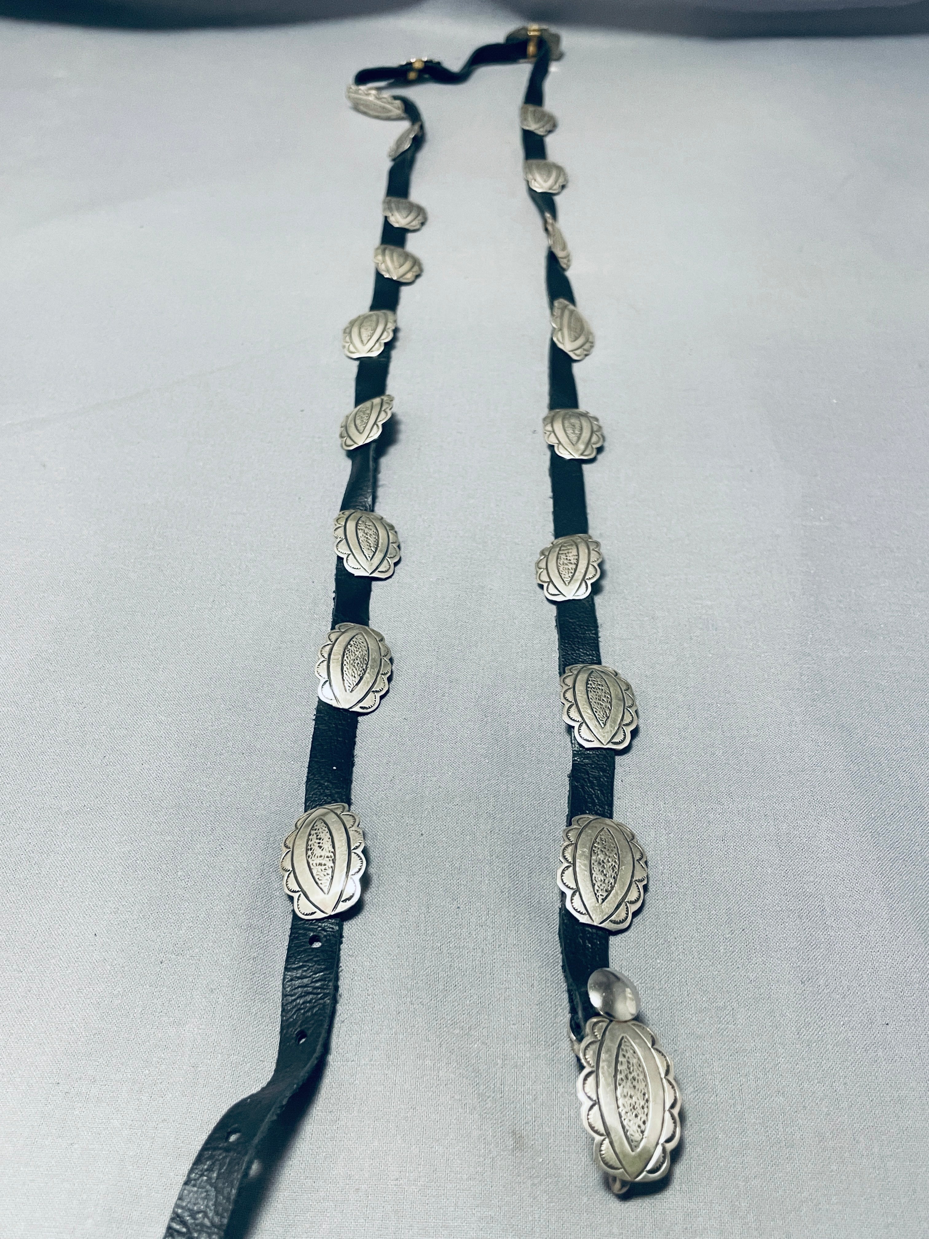 Vintage Native American Belt Women’s One Size Handmade Sterling Silver Hook&Eye Gasp! Hand Tooled Vintage Native American Navajo Turquoise  main image 3