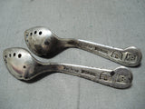 Important Kenneth Begay Vintage Native American Navajo Sterling Silver Salt Pepper Spoons-Nativo Arts