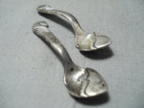 Important Kenneth Begay Vintage Native American Navajo Sterling Silver Salt Pepper Spoons-Nativo Arts