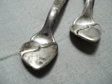 Important Kenneth Begay Vintage Native American Navajo Sterling Silver Salt Pepper Spoons-Nativo Arts