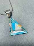 Important Larry Castillo Vintage Native American Navajo Turquoise Opal Sterling Silver Necklace-Nativo Arts