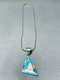 Important Larry Castillo Vintage Native American Navajo Turquoise Opal Sterling Silver Necklace-Nativo Arts
