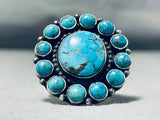 Important Linda Marble Vintage Native American Navajo Satellit Eturquoise Sterling Silver Ring-Nativo Arts