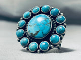 Important Linda Marble Vintage Native American Navajo Satellit Eturquoise Sterling Silver Ring-Nativo Arts