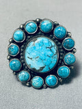 Important Linda Marble Vintage Native American Navajo Satellit Eturquoise Sterling Silver Ring-Nativo Arts