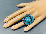 Important Linda Marble Vintage Native American Navajo Satellit Eturquoise Sterling Silver Ring-Nativo Arts